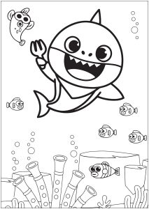 Baby Shark With Seabed Fish And Coral
