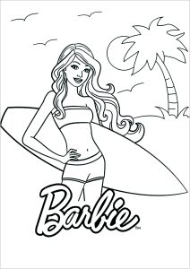 Barbie Ready To Surf On A Beautiful Beach