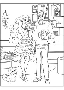 Ken and Barbie give each other gifts