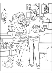 Ken and Barbie give each other gifts