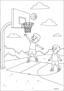 Two Children Playing Basketball