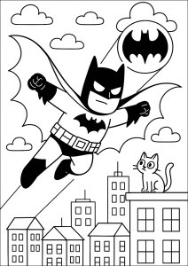 Batman in the sky observed by a little cat