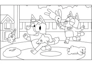 Coloring page with bluey