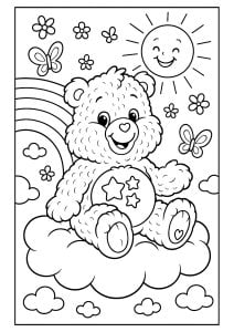 Cute bear on a pretty cloud