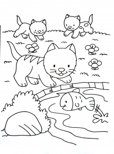 Cat to print for free : Rainbow cat - Cats Kids Coloring Pages