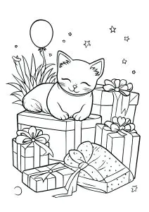 A Cat And Lots Of Wrapped Presents
