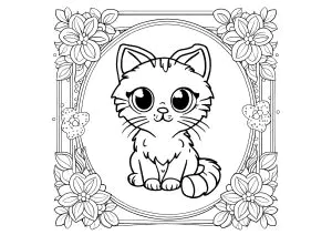 Little Kitten In A Flowery Frame
