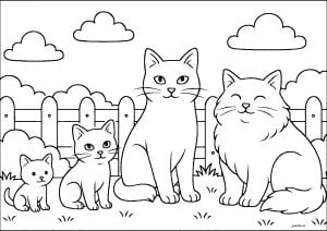 Simple Printable Coloring Pages For Children On The Theme Cats