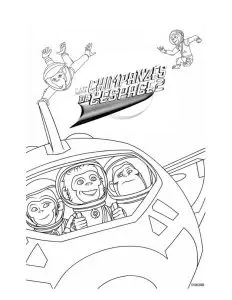 Space chimpanzees coloring for children