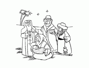 Nativity scene image to download and color