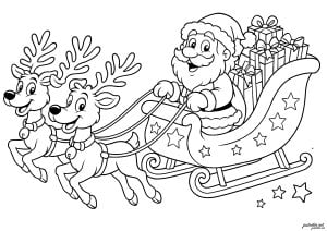 Happy Reindeer Pulling A Sleigh
