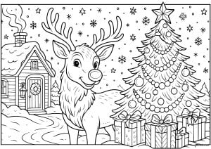 Mischievous reindeer in an enchanted forest