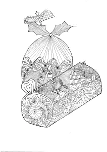 Christmas log with Zentangle motifs