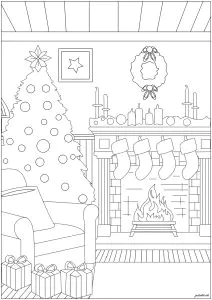 Printable Christmas Wreath easy coloring sheets for Kids
