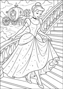 Cinderella descending a grand staircase