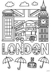 London: double decker buses, big ben and other english symbols