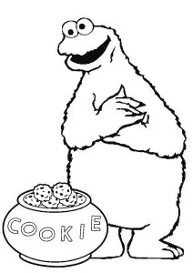 Cookie monster and a pot full of cookies