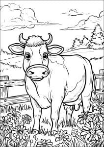 A peaceful cow on the prairie