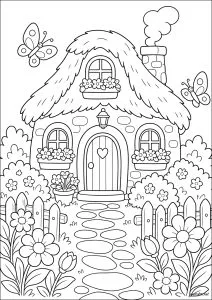 Charming cottage surrounded by flowers