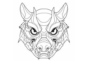 Coloring Page Of A Strange Creature Face  Demon Slayer 