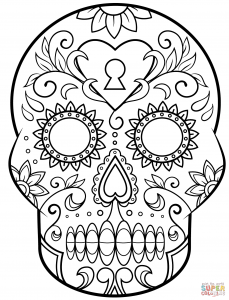 Drawing of Días de los muertos (Day of the Dead) free to print and color