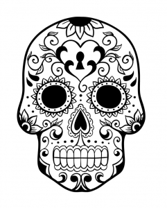 Drawing of Días de los muertos (Day of the Dead) free to print and color