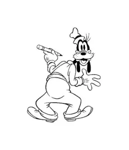 Goofy and a pencil
