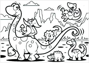 Printable "Diplodocus" easy coloring sheets for Kids