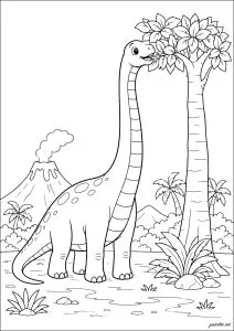 Greedy Brachiosaurus in the prehistoric jungle