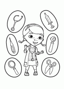 Downloadable coloring pages of Doctor Teddy (Disney)