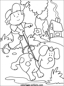 Coloring dog with girl