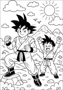 Goku and gohan training in the wild