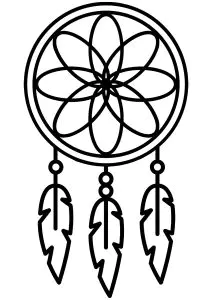 Dreamcatcher with thick lines, very easy to color