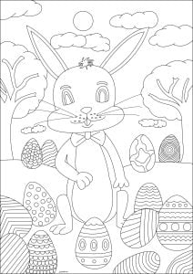 Rabbit Surrounded By Eggs In A Variety Of Designs