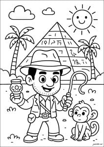 Explorer in Egypt. He and his monkey have discovered the secret of the pyramid! Explorer in egypt
