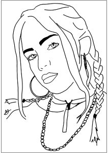 Taylor Swift with curly hair - Famous singers Kids Coloring Pages
