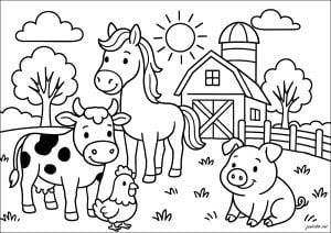 Smiling farm animals