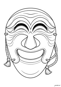Laughing Korean mask with harmonious details