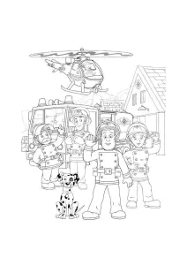 Sam the fireman coloring page for kids