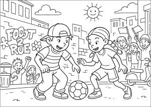 Friends in the middle of a soccer match