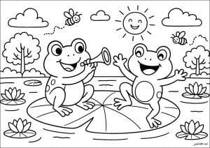 Joy Of Frogs In The Pond