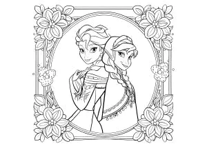 Anna And Elsa In A Flowery Setting