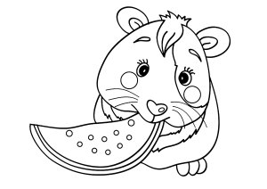 Adorable little guinea pig eating fruit