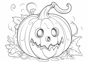 Spooky Halloween pumpkin, easy to color