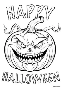 Scary pumpkin with text