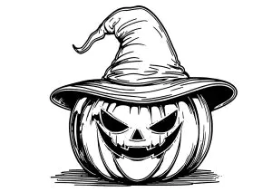 Single pumpkin with pointed hat
