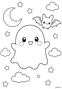 Little ghost flying next to a bat