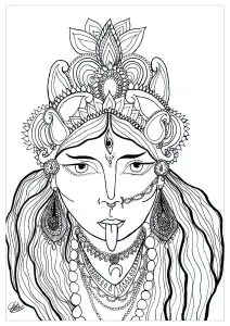 Coloring page of the goddess kali