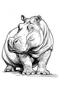 Realistic drawing of a hippopotamus