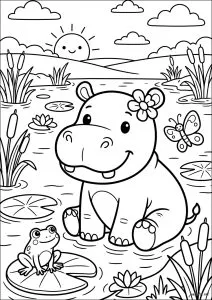Hippo and his friends at the pond